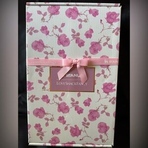 New 40oz Stanley LoveShackFancy Pink Floral Box with Dust Bag and Straw Topper